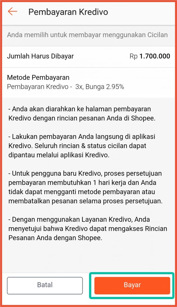 konfirmasi pembayaran kredivo di shopee